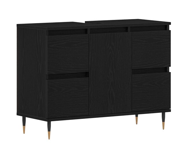Vidaxl gabinete de lavabo para baño roble negro 80 x 33 x 60 cm