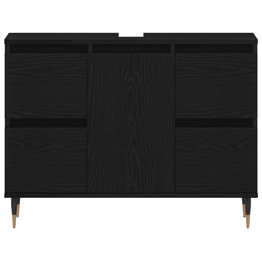 vidaXL Armário pra Pia com gaveta Carvalho Preto 80 x 33 x 60 cm, Organizador de Banheiro, Armário Moderno com Solução de Armazenamento, Design Retangular para Produtos e Acessórios
