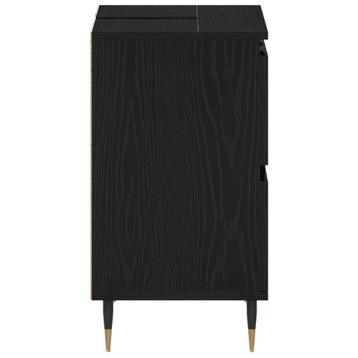 vidaXL Armário pra Pia com gaveta Carvalho Preto 80 x 33 x 60 cm, Organizador de Banheiro, Armário Moderno com Solução de Armazenamento, Design Retangular para Produtos e Acessórios