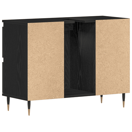 vidaXL Armário pra Pia com gaveta Carvalho Preto 80 x 33 x 60 cm, Organizador de Banheiro, Armário Moderno com Solução de Armazenamento, Design Retangular para Produtos e Acessórios