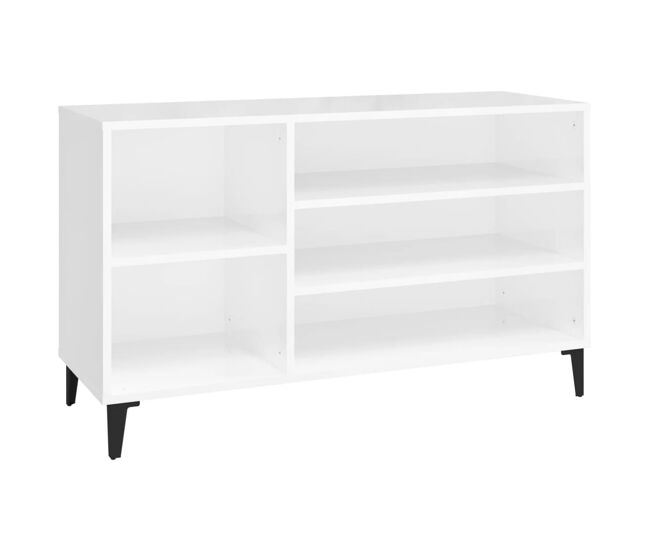 Vidaxl mueble zapatero madera contrachapada blanco brillo 102x36x60 cm