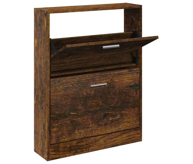 Vidaxl mueble zapatero madera contrachapada roble ahumado 59x17x81 cm