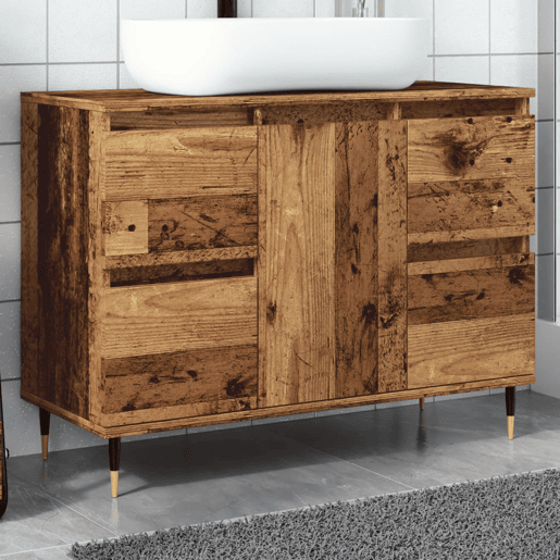 vidaXL Armário casa banho 80x33x60 cm derivados madeira madeira velha vidaXL Armário casa banho 80x33x60 cm derivados madeira madeira velha