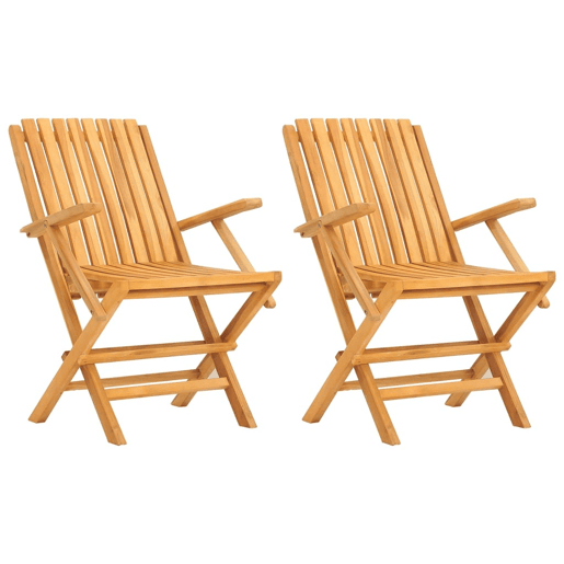vidaXL Cadeiras de jardim dobráveis 2 pcs 61x67x90 cm teca maciça