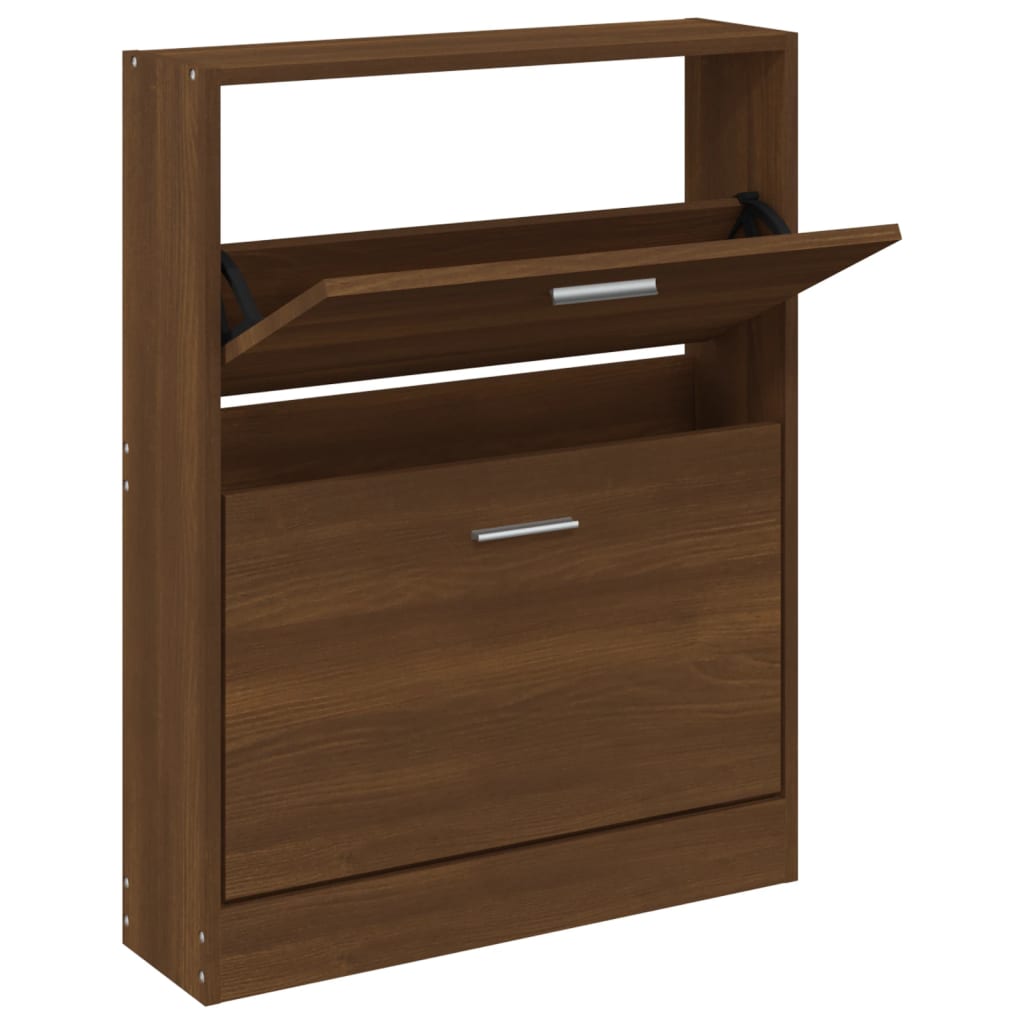 Vidaxl mueble zapatero madera contrachapada marrón roble 59x17x81 cm