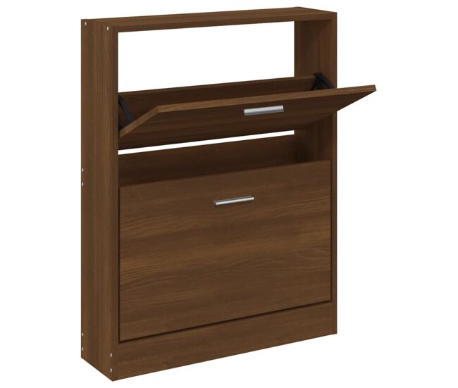 Vidaxl mueble zapatero madera contrachapada marrón roble 59x17x81 cm