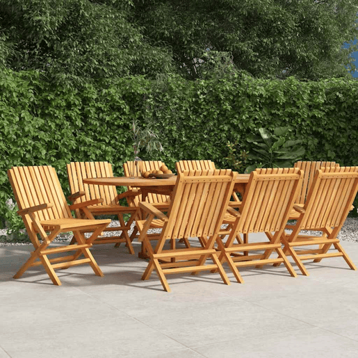 vidaXL Cadeiras de jardim dobráveis 8 pcs 61x67x90 cm teca maciça