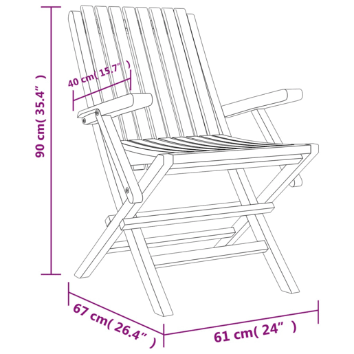 vidaXL Cadeiras de jardim dobráveis 8 pcs 61x67x90 cm teca maciça