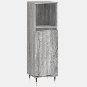 vidaXL Armário WC 30x30x100 cm derivados de madeira sonoma cinzento