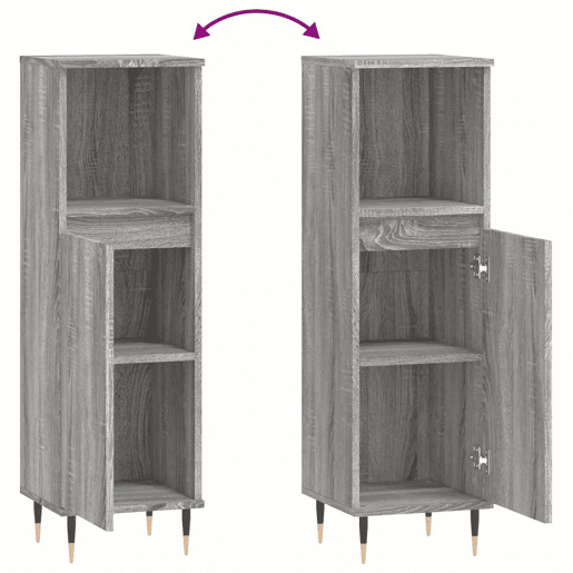 vidaXL Armário WC 30x30x100 cm derivados de madeira sonoma cinzento vidaXL Armário WC 30x30x100 cm derivados de madeira sonoma cinzento