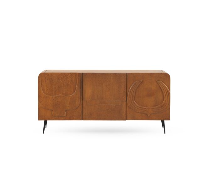 Aparador de 3 puertas de madera maciza de mango