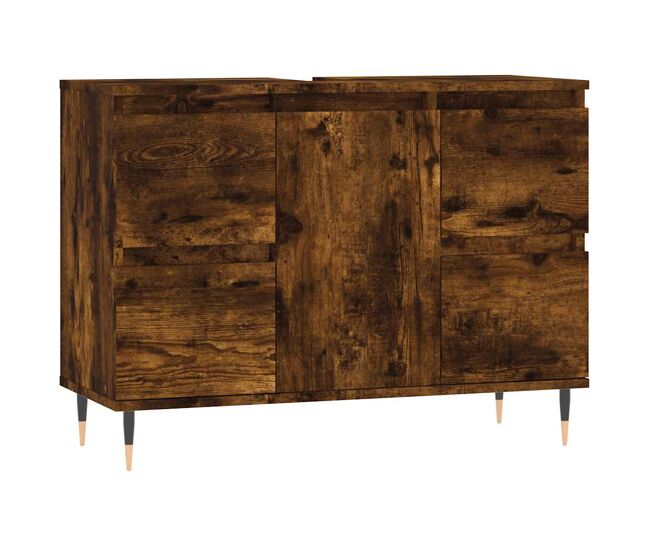 Vidaxl mueble de baño madera de ingeniería roble ahumado 80x33x60 cm