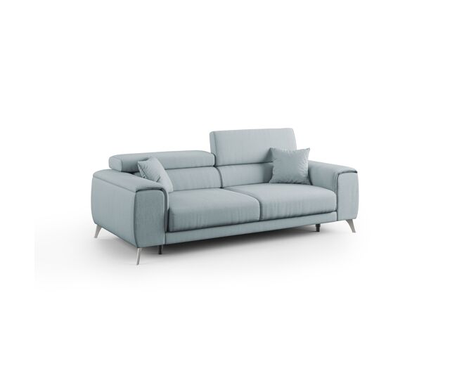 Fusion sofá con asientos deslizantes en tela suave antimanchas 215 cm azul claro