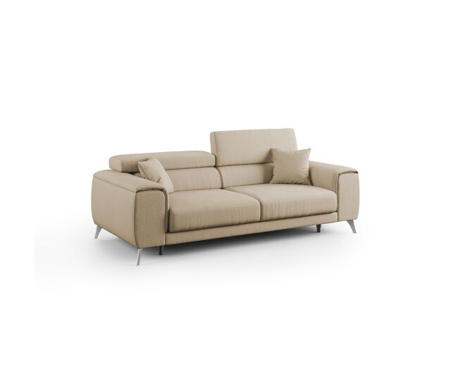 Fusion sofá con asientos deslizantes en tela suave antimanchas 215 cm beige