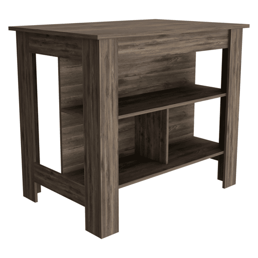 Ilha de cozinha Cala em melamina com 3 prateleiras, castanho, 90 cm X 103 cm X 70 cm