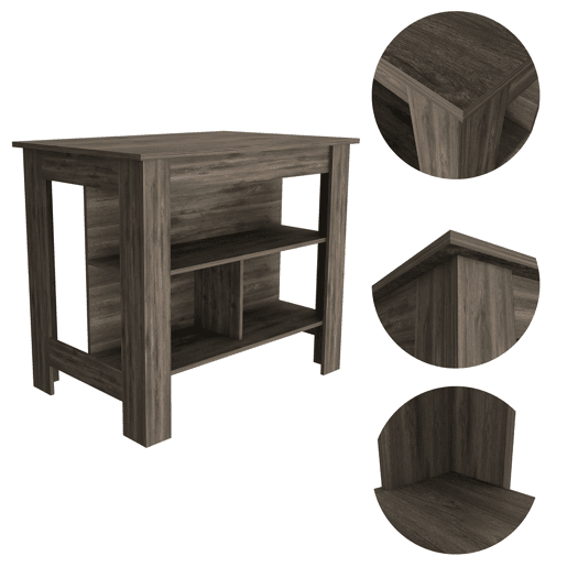 Ilha de cozinha Cala em melamina com 3 prateleiras, castanho, 90 cm X 103 cm X 70 cm