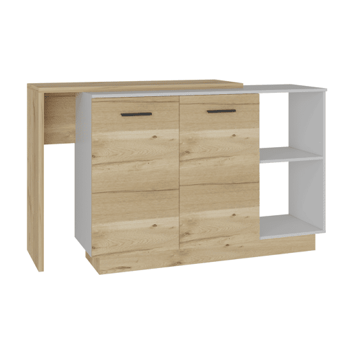Ilha de cozinha Sicilia em melamina com 2 portas e 3 prateleiras