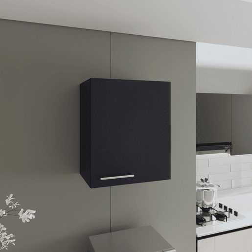 Armário Manchester em melamina com 2 prateleiras e 1 porta, preto , 60 cm X 50 cm X 33.5 cm