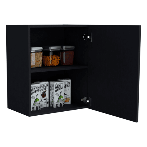 Armário Manchester em melamina com 2 prateleiras e 1 porta, preto , 60 cm X 50 cm X 33.5 cm