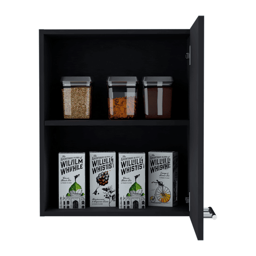 Armário Manchester em melamina com 2 prateleiras e 1 porta, preto , 60 cm X 50 cm X 33.5 cm