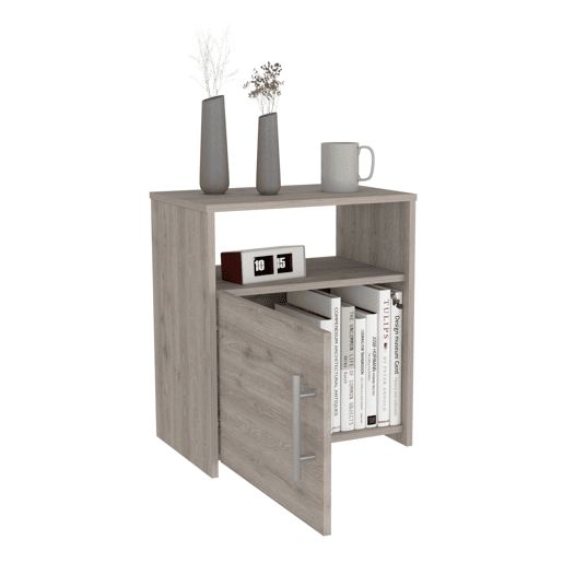 Mesa de cabeceira Bristol, um compartimento com porta, superfície superior