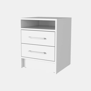Mesa de cabeceira Ether em melamina com 1 prateleira e 2 gavetas com calhas metálicas , branco , 50.7 cm X 40 cm X 37 cm