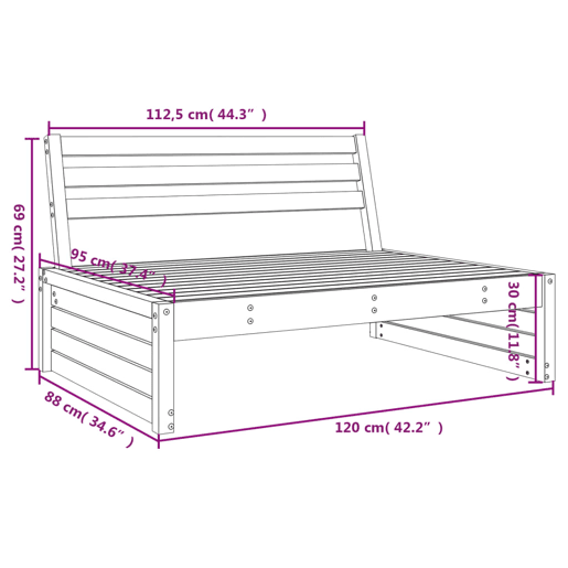 vidaXL Sofá de centro para jardim 120x80 cm madeira de pinho maciça vidaXL Sofá de centro para jardim 120x80 cm madeira de pinho maciça