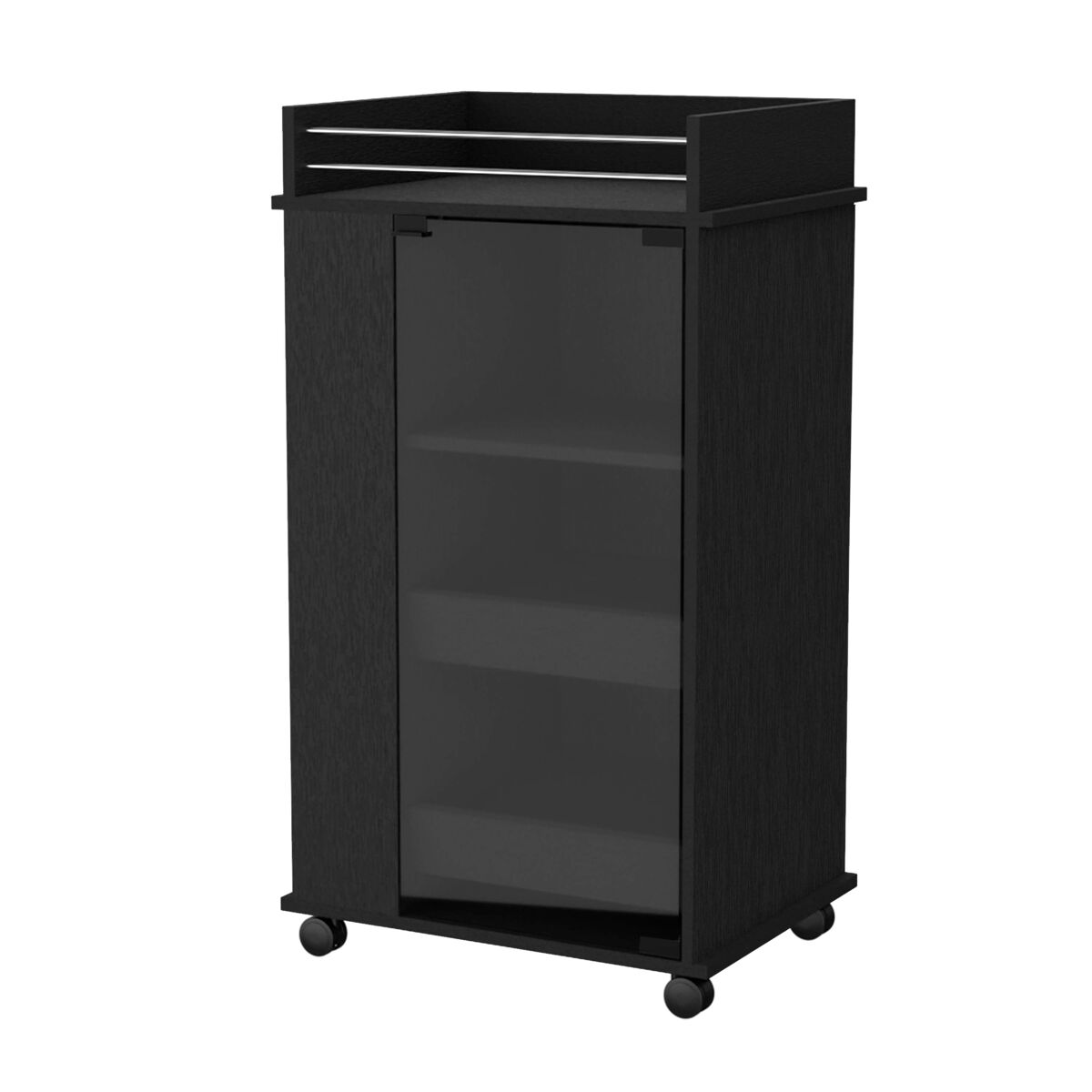 TUHOME Carro de Bar Lusk con Estante para 2 Botellas