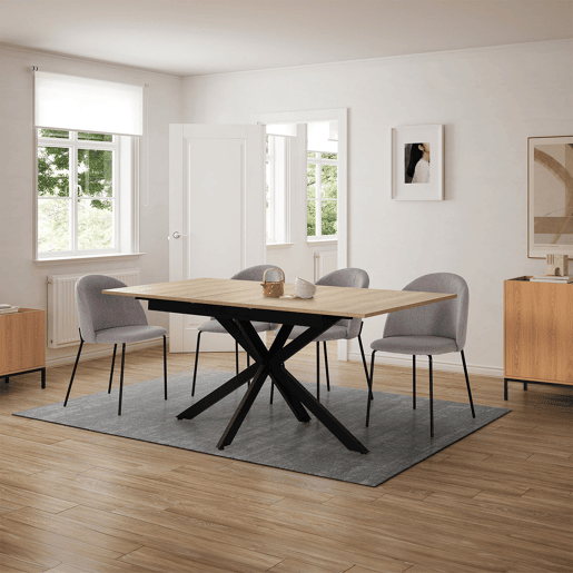 Mesa de jantar extensível Prato cor Carvalho, 140-180 cm