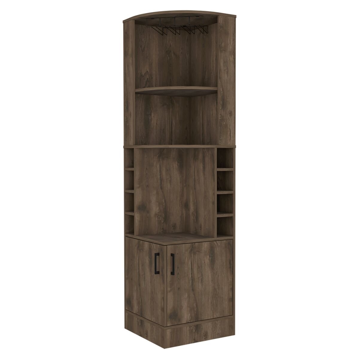 Mueble bar syrah en melamina con 4 estantes , 2 puertas 4 portacopas y 4 portacopas , marron , 180.6 cm x 46.9 cm x 46.9 cm
