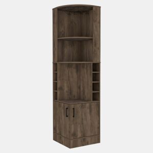 Armário bar em melamina Syrah com 4 prateleiras, 2 portas, 4 suportes para copos e 4 suportes para copos, castanho, 180.6 cm X 46.9 cm X 46.9 cm