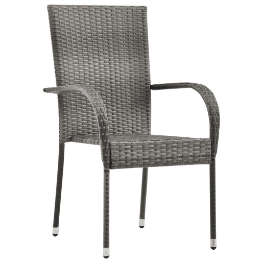 vidaXL Cadeiras de exterior empilháveis 4 pcs vime PE cinzento vidaXL Cadeiras de exterior empilháveis 4 pcs vime PE cinzento
