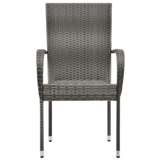vidaXL Cadeiras de exterior empilháveis 4 pcs vime PE cinzento vidaXL Cadeiras de exterior empilháveis 4 pcs vime PE cinzento