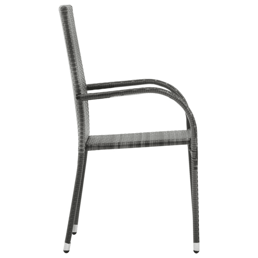 vidaXL Cadeiras de exterior empilháveis 4 pcs vime PE cinzento vidaXL Cadeiras de exterior empilháveis 4 pcs vime PE cinzento