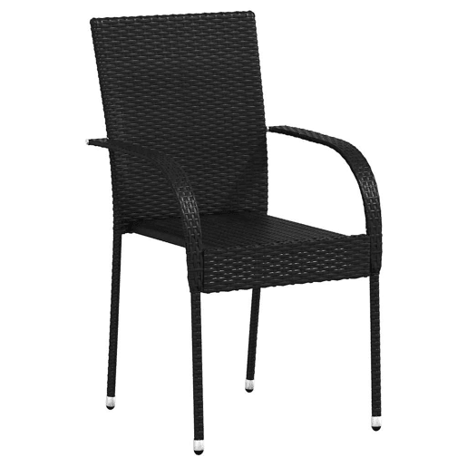 vidaXL Cadeiras de exterior empilháveis 6 pcs vime PE preto