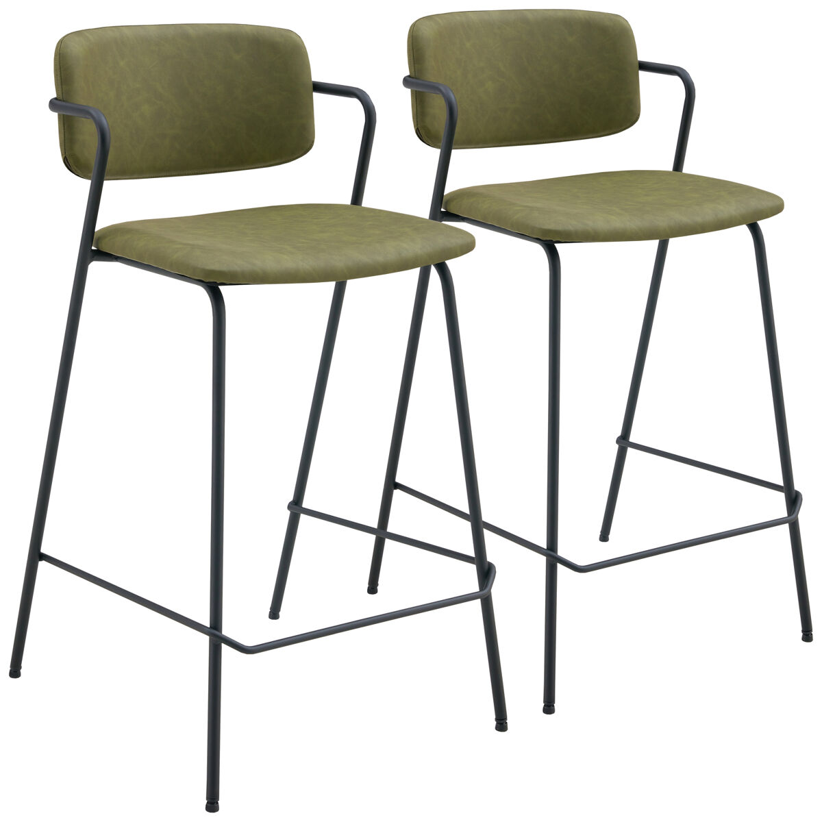 Pack de 2 taburetes de bar léon de polipiel verde