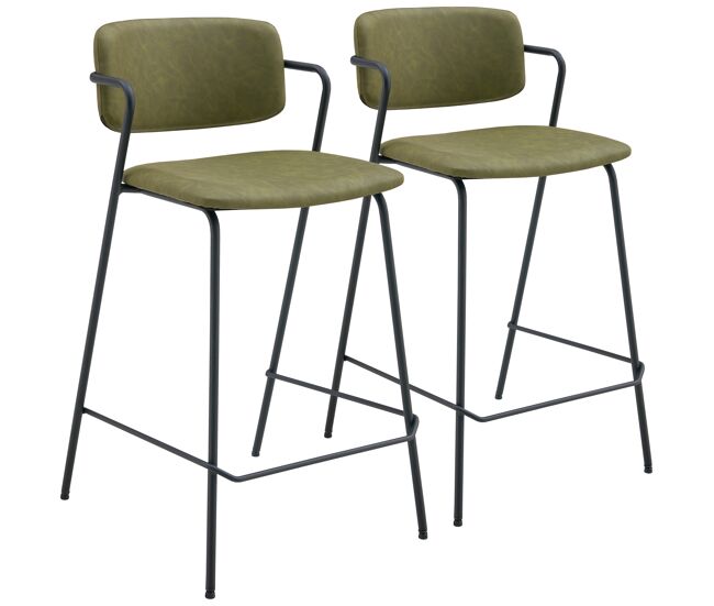 Pack de 2 taburetes de bar léon de polipiel verde