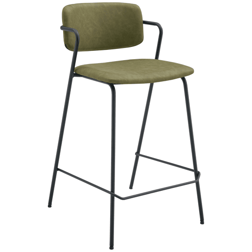 Conjunto de 2 bancos de bar de imitação verde LÉON Conjunto de 2 bancos de bar de imitação verde LÉON