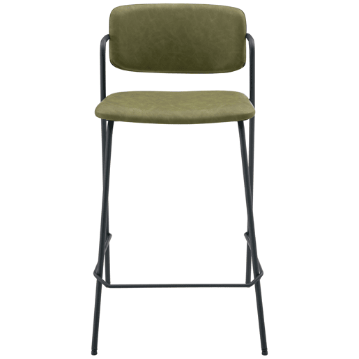 Conjunto de 2 bancos de bar de imitação verde LÉON Conjunto de 2 bancos de bar de imitação verde LÉON