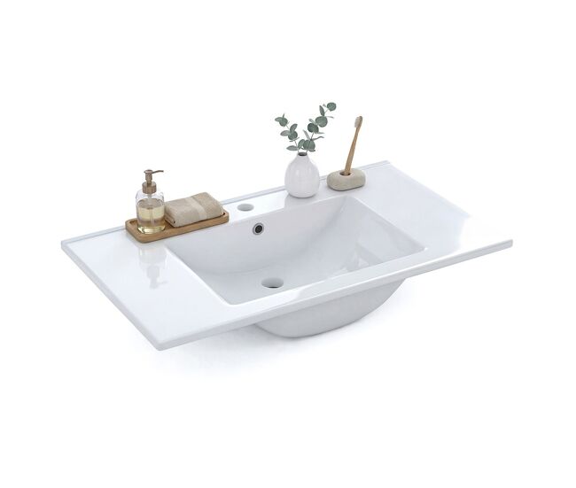 Lavabo cerámico rectangular en blanco 81,5x46 cm volga