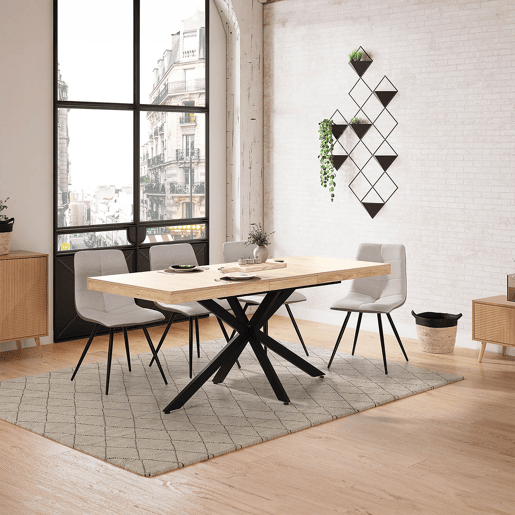 Mesa de jantar extensível Genova cor Carvalho, 140-180 cm