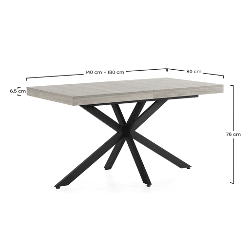 Mesa de jantar extensível Genova cor Carvalho, 140-180 cm