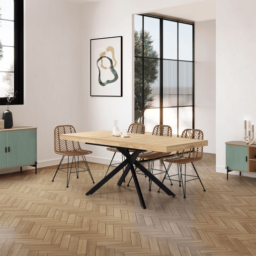 Mesa de jantar extensível Palermo cor Carvalho, 140-180 cm