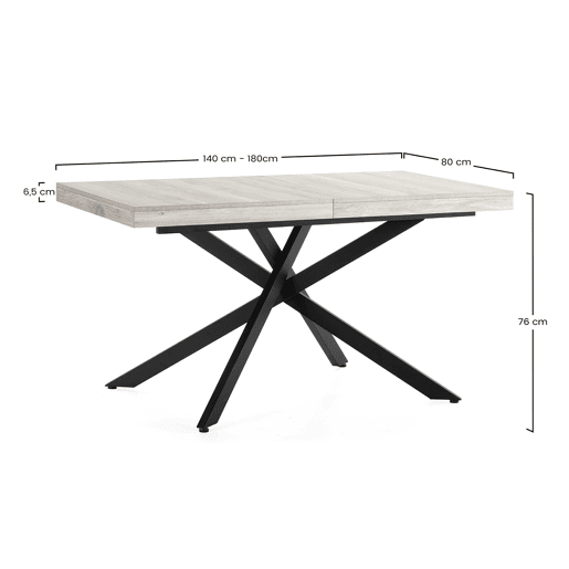 Mesa de jantar extensível Palermo cor Carvalho, 140-180 cm