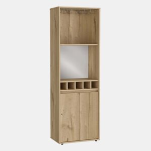 Armário bar em melamina Prana com 4 prateleiras, 2 portas, 4 suportes para garrafas e 6 suportes para copos, bege, 180 cm X 58.4 cm X 37 cm
