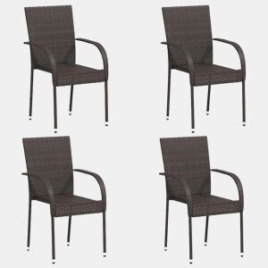 vidaXL Cadeiras de exterior empilháveis 4 pcs vime PE castanho