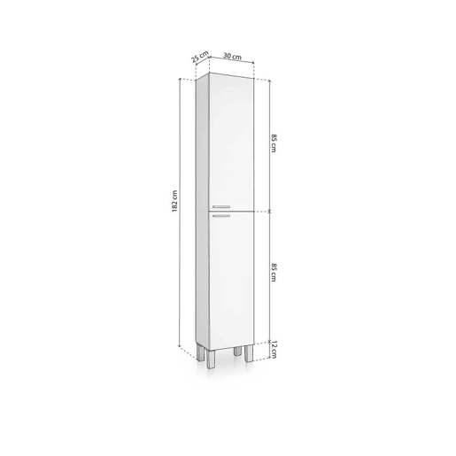 Coluna de casa de banho Inspire 2 portas Branco brilhante 30 x 85 x 25 cm