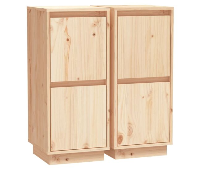 Vidaxl aparador 2 uds madera maciza de pino 31,5x34x75 cm