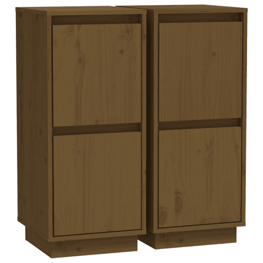 vidaXL Aparadores 2 pcs 31,5x34x75 cm pinho maciço castanho mel