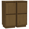 vidaXL Aparadores 2 pcs 31,5x34x75 cm pinho maciço castanho mel